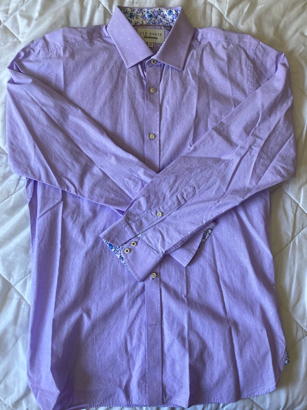 Ted Baker Endurance Men’s 15.5 M Dress Shirt Lavender Purple Textured Cotton